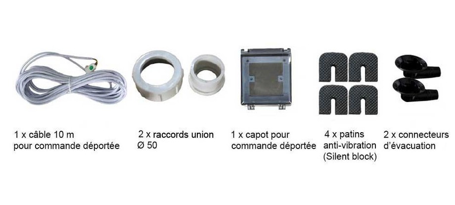 Accessoires fournis avec la pompe à chaleur Pacfirst Nova Top Inverter