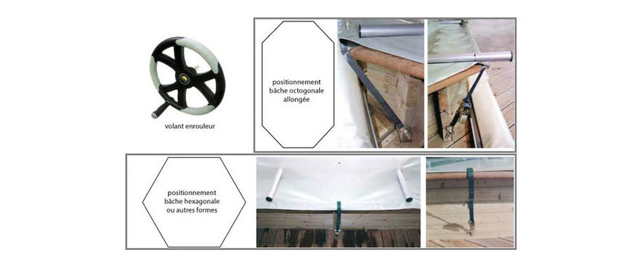 Bâche à barres 511x511 pour piscine bois octogonale Woodfirst Original