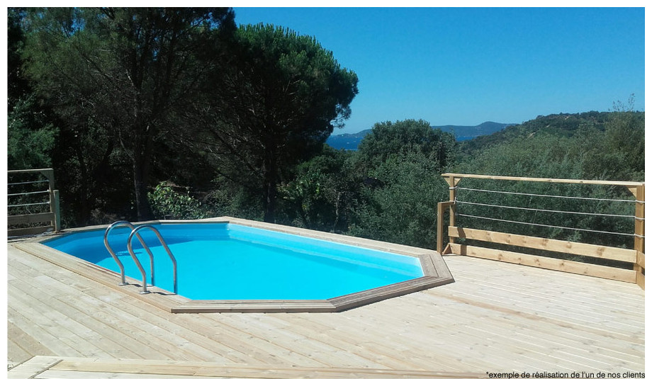 Piscine bois Woodfirst Original 637 x 412 x 120 cm - Le kit piscine qui inclut absolument tout !