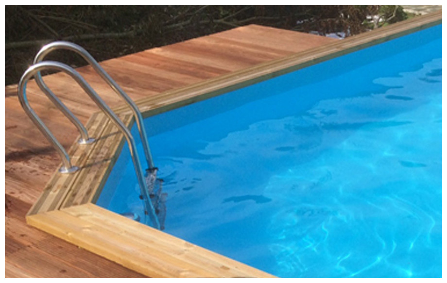 piscine bois octogonale allongée Woodfirst Original coloris liner