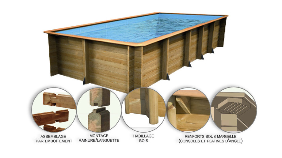 Woodfirst Original Rectangulaire 300 x 300 x 120 cm - Piscine bois en kit tout inclus