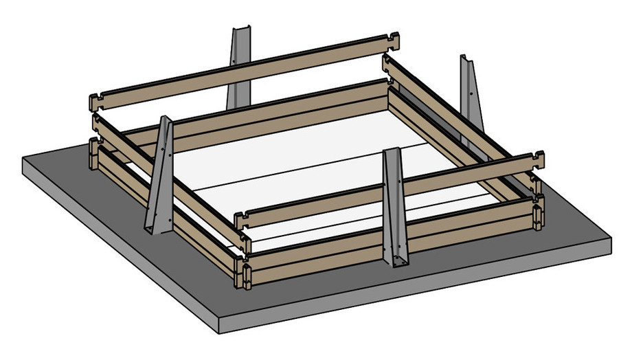 piscine bois carrée en kit Woodfirst Original 300x300x133 en situation