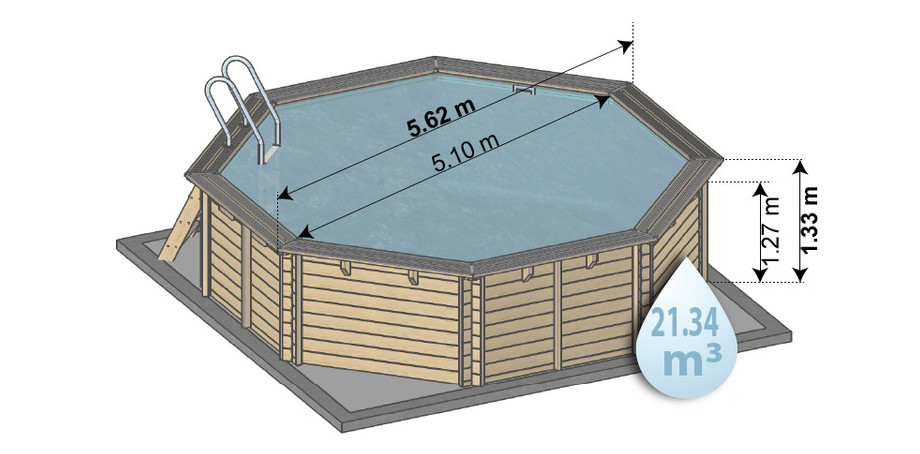 piscine bois woodfirst original en kit - dimensions Ø562 x 133