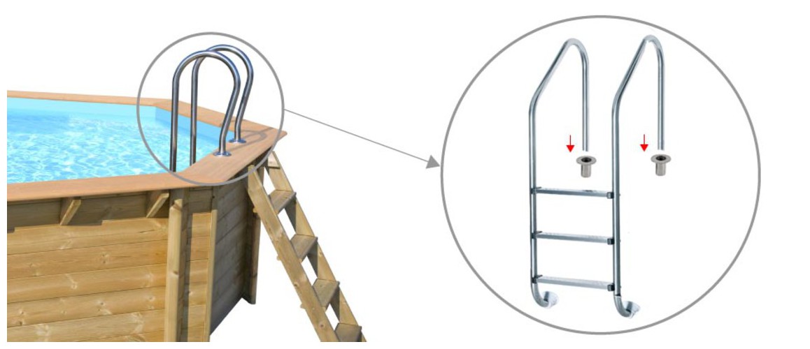 échelle d'accès en inox pour piscines bois Woodfirst Original