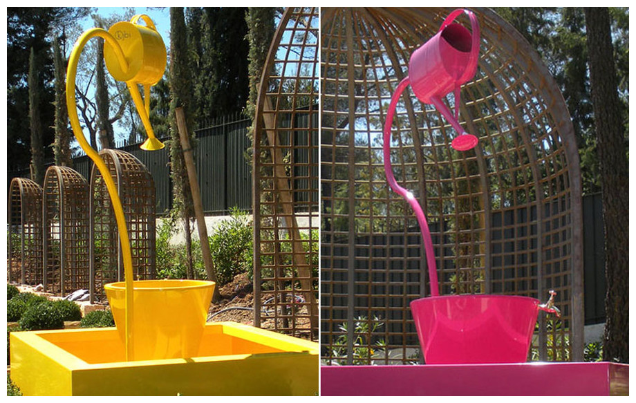 Fontaine de jardin Léopold XL jaune et fushia
