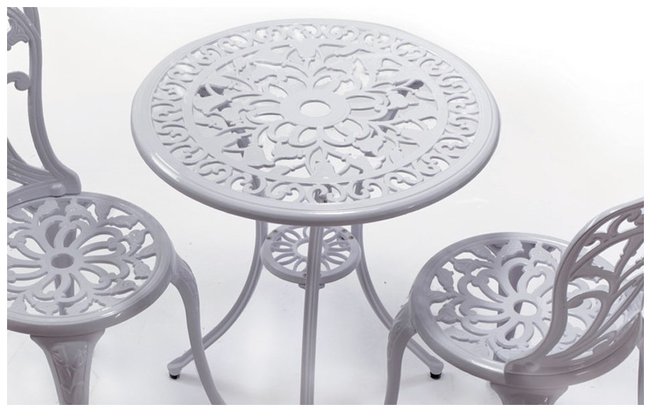 table Romance en aluminium laqué blanc