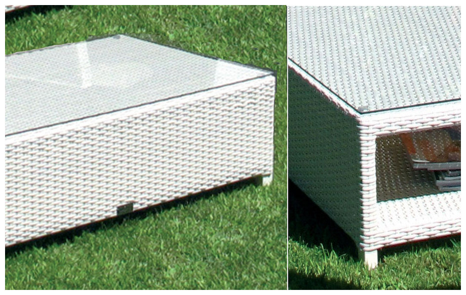 table du salon de jardin en résine blanche Prahia