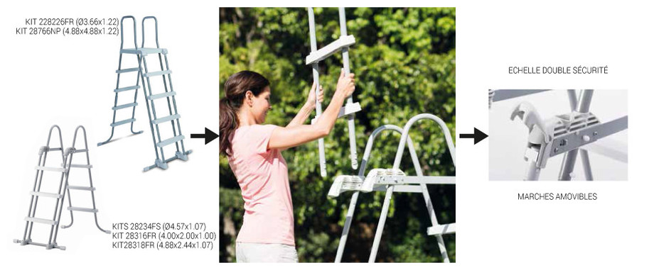 Prism Frame par Intex - Piscine tubulaire hors-sol en kit - echelle sécurité fournie