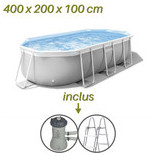 contenu de la piscine hors sol tubulaire intex ovale 4m