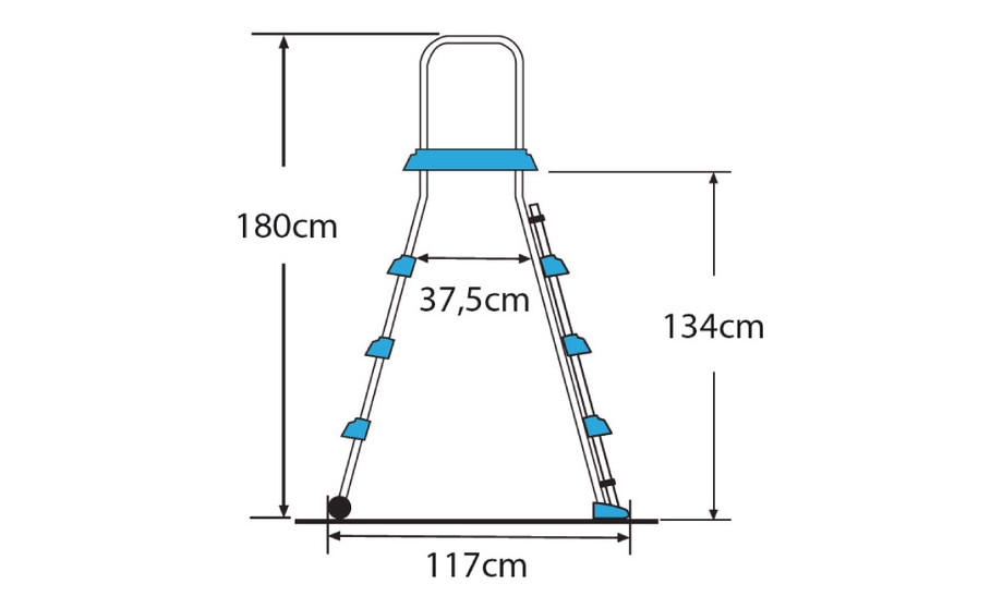 Echelle sécurité pour piscine hors-sol Gré hauteur 134 cm avec plateforme