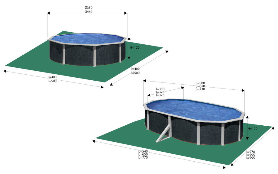 Piscine hors-sol Gré Java aspect rotin - dimensions
