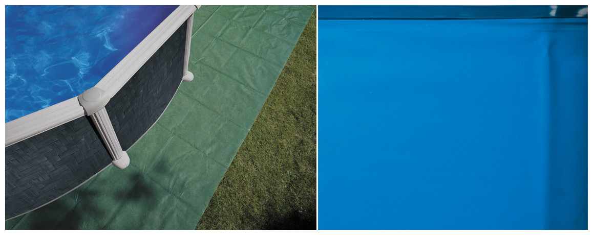 revêtement et accessoires piscine gré hors sol en acier aspect rattan