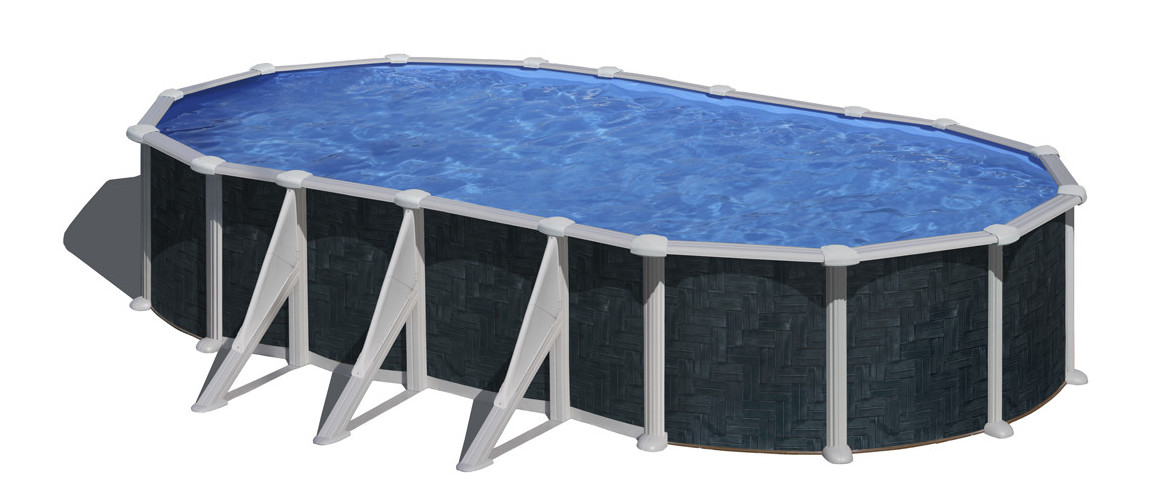 piscine hors sol en acier imitation rotin par gré rattan ovale