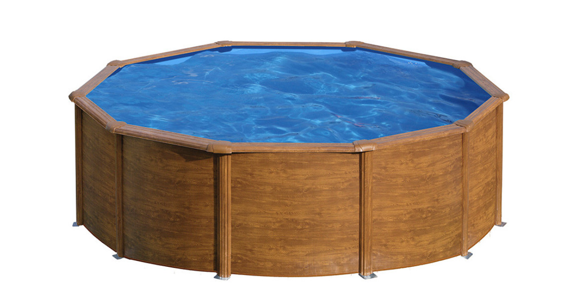 piscine hors sol en acier aspect bois sicilia ronde