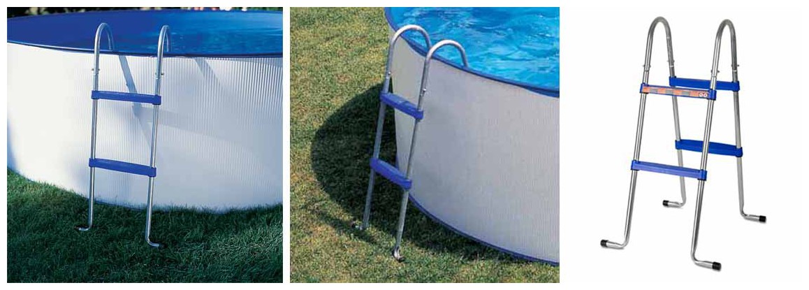 l'échelle d'accès de la piscine hors sol en acier splasher en situation