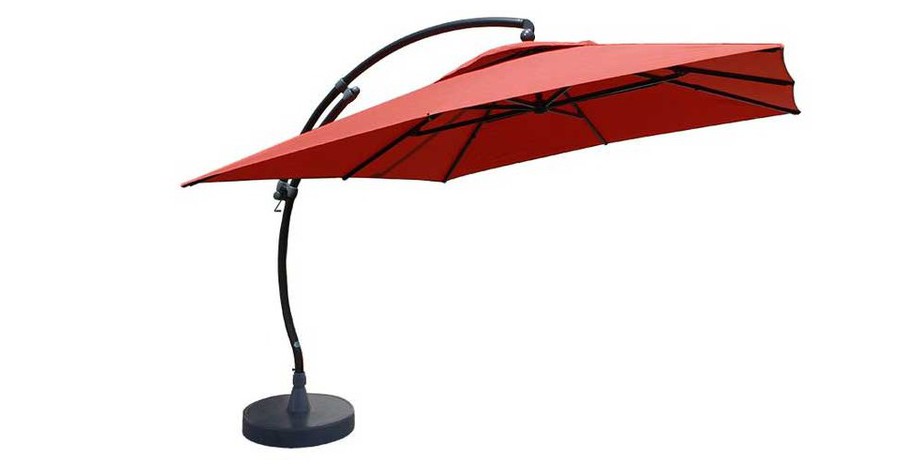 Parasol déporté carré 320 Easy Sun en olefin terracotta en situation