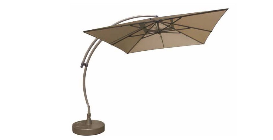 Parasol déporté carré 320 Easy Sun en olefin taupe en situation