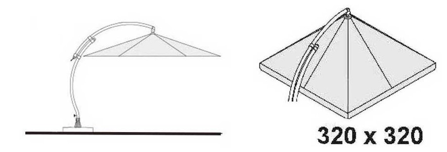 dimensions du parasol Easy Sun carré 320 en situation