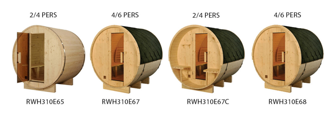 modèle de sauna extérieur en bois tonneau en situation