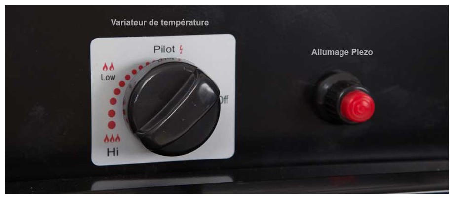 allumage piezo du parasol chauffant à gaz Sun carréFargau en situation