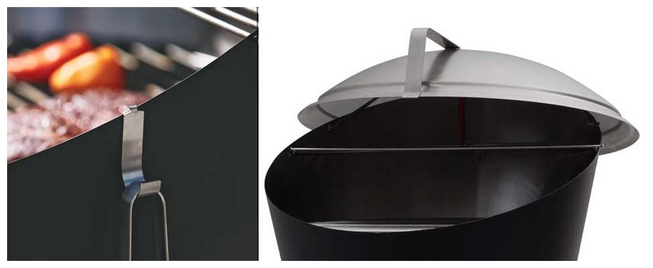 accessoires fournis avec le barbecue à charbon Cone Fargau en situation