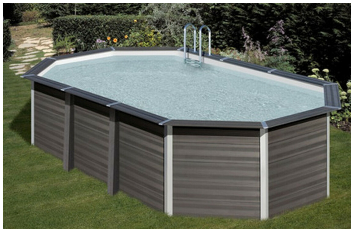 Kit piscine composite octogonale allongée - 6.64 m x 3.86 m x H.1.24 m