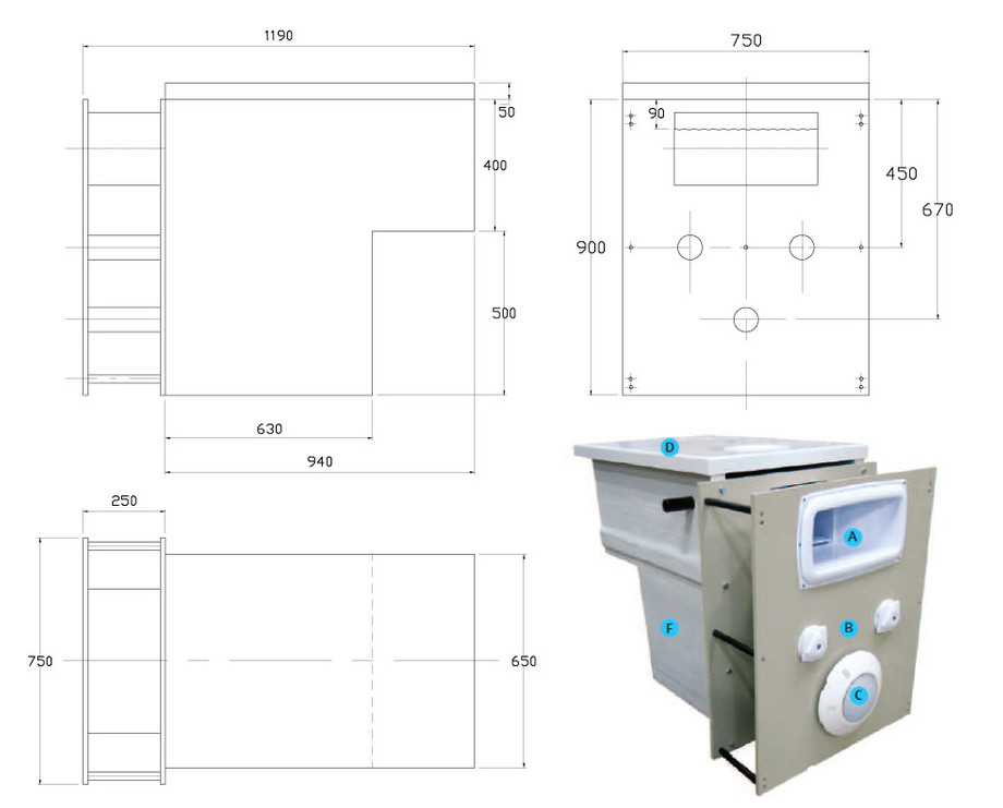 filtration monobloc intégrée GS14 - Dimensions