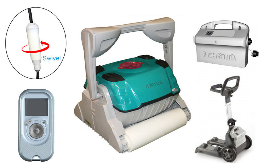 équipement complet du robot de piscine Dolphin D210 plus brosse mousse