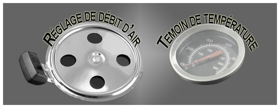 Prise d'air et thermomètre du barbecue Premium 46 MasterChef