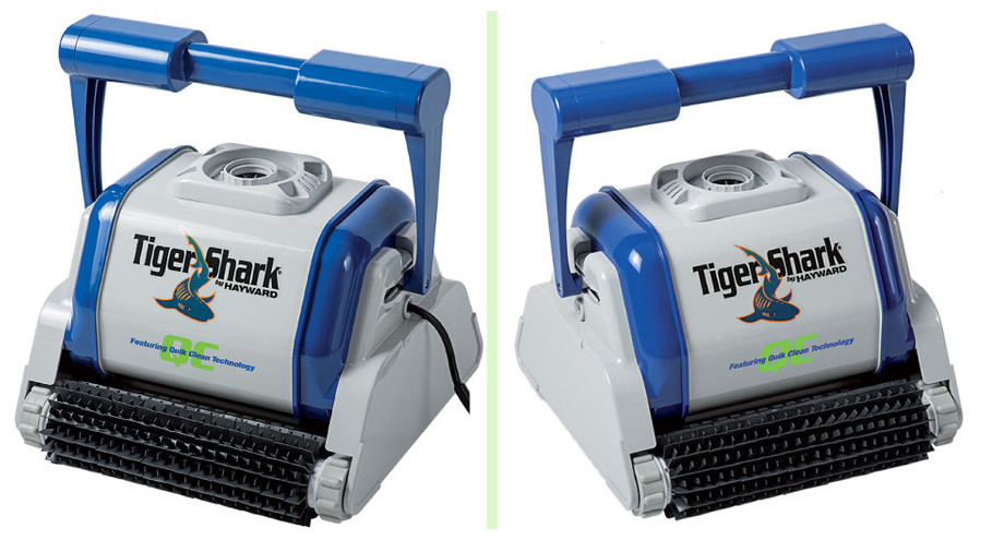 Robot Tiger Shark QC avec brosses picots vu de biais Gauche et droite