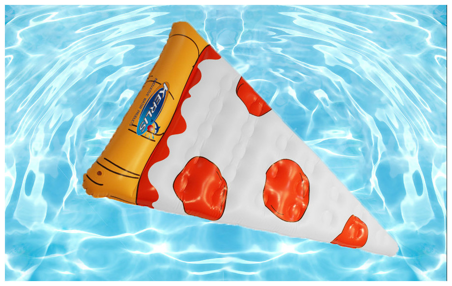 détals de la bouée gonflable de piscine Kerlis en forme de pizza