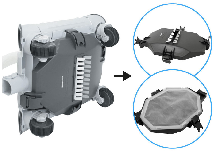 Robot de nettoyage hydraulique Intex - vue inférieure filtre