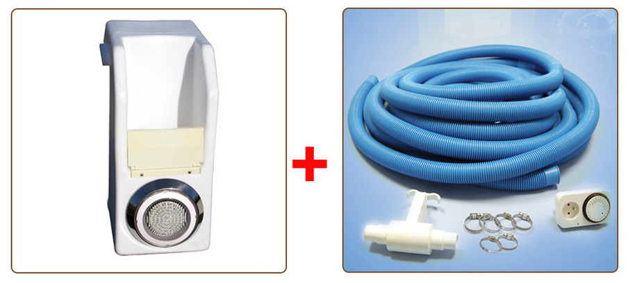 kit hors bord avec projecteur piscine bois octogonale waterclip cleofas