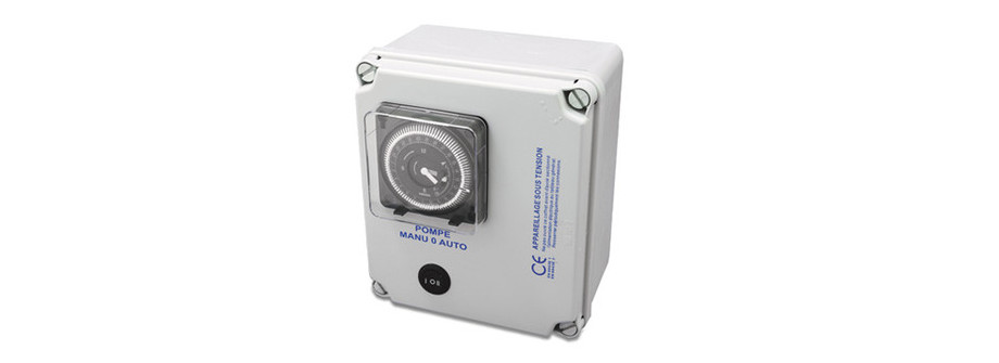 coffret électrique pour piscine bois octogonale allongée waterclip