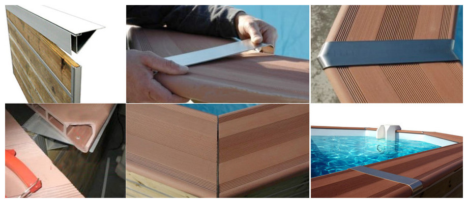 installation des margelles composite de la piscine bois water'clip cebu