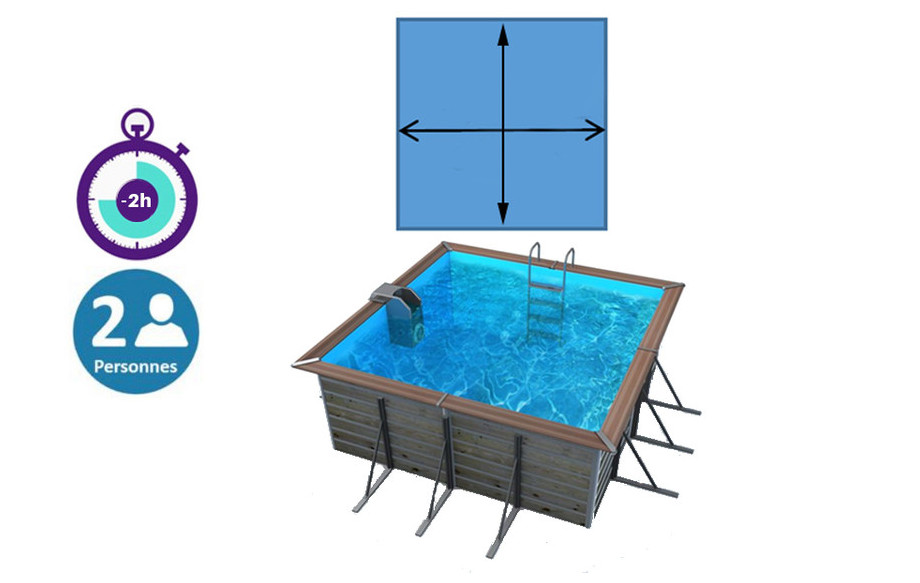 dimensions de la piscine bois carrée egine waterclip en situation