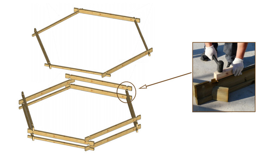 montage de la structure de la piscine bois waterclip summum