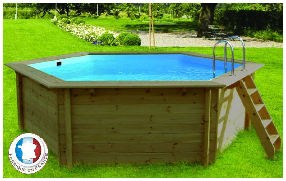 piscine bois hexagonale waterclip summum en situation
