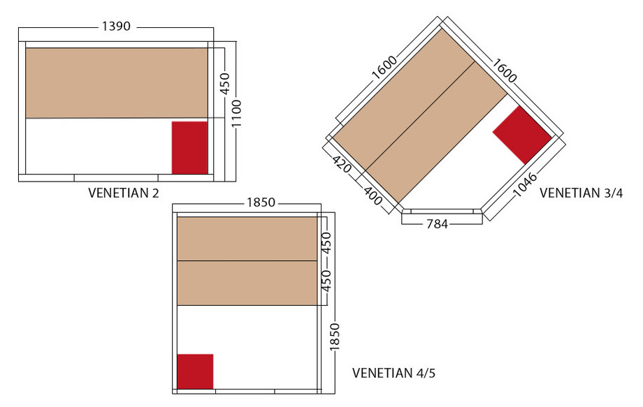 dimensions du sauna vapeur traditionnel venetian holl's