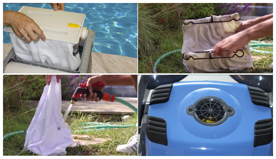 nettoyage des sacs de filtration du robot de piscine Dolphin D209
