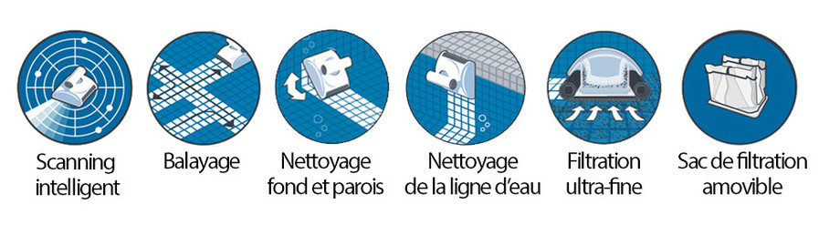 pictogramme du robot électrique de nettoyage de piscine Dolphin D209 en situation