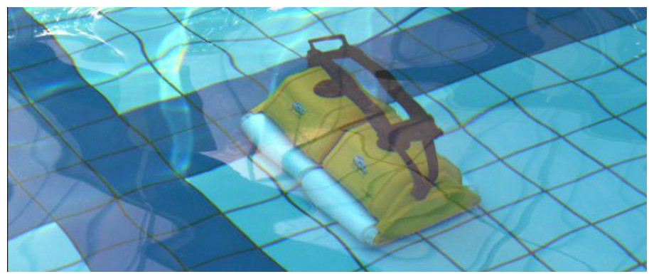 robot piscine 2x2 dolphin pro gyro brosses mousse en situation