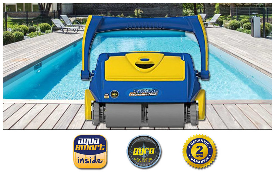 robot piscine typhoon dual 7 en situation