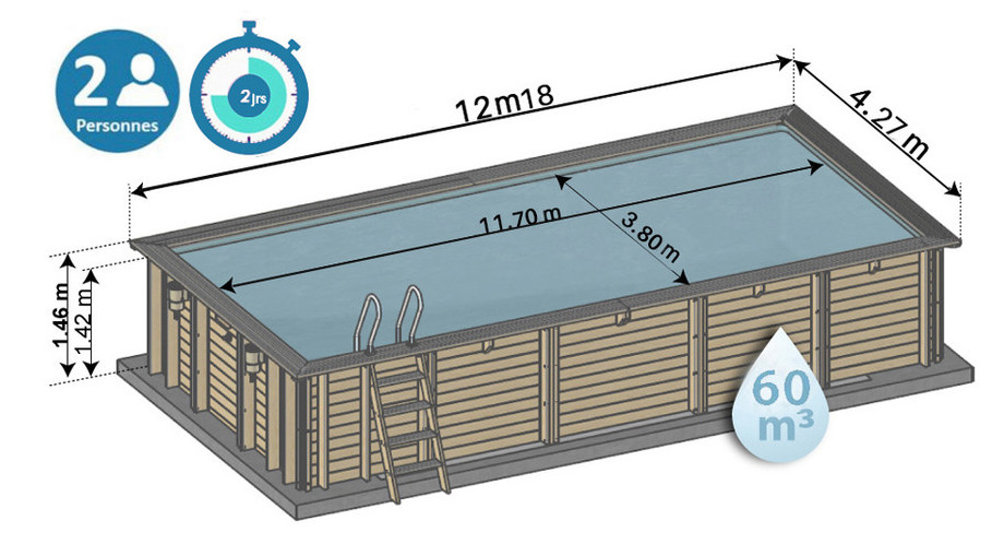 dimensions de la piscine bois cardamon sunbay