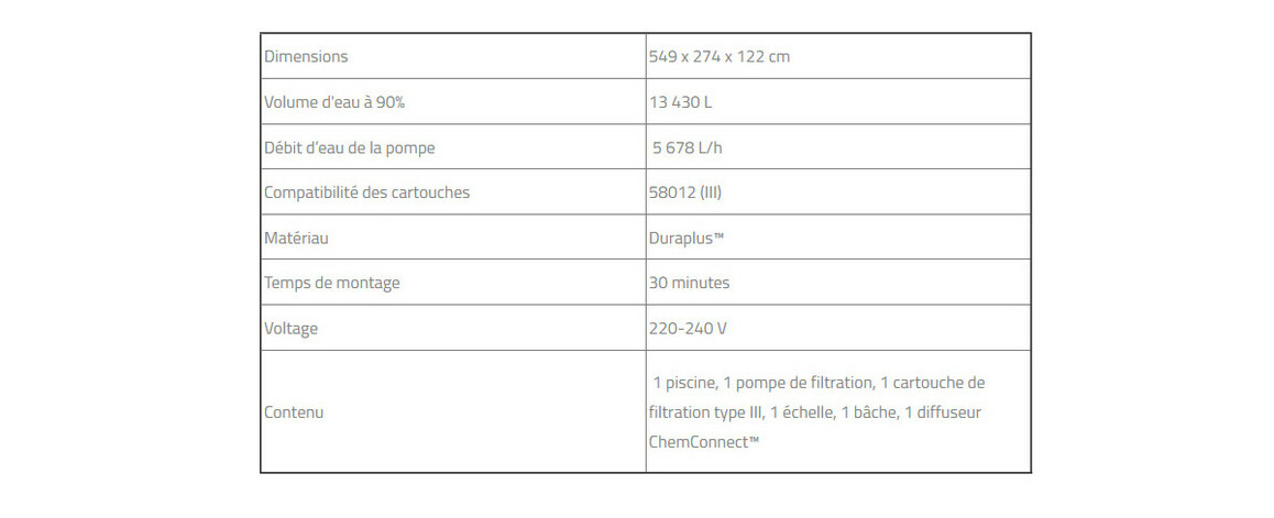 caractéristiques de la Piscine hors sol Swim Vista ovale effet pierre grises - 5.49x2.74xH.1.22 m