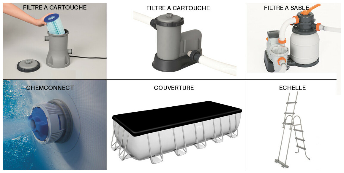 équipement de la piscine bestway power steel grise