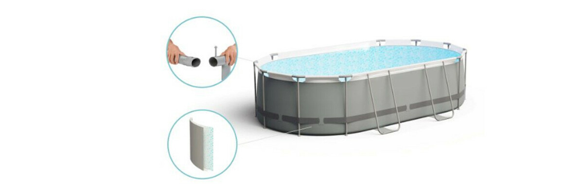structure piscine hors sol Steel Pro Max™ ovale grise - 4.27 x 2.50 x H.1.00m