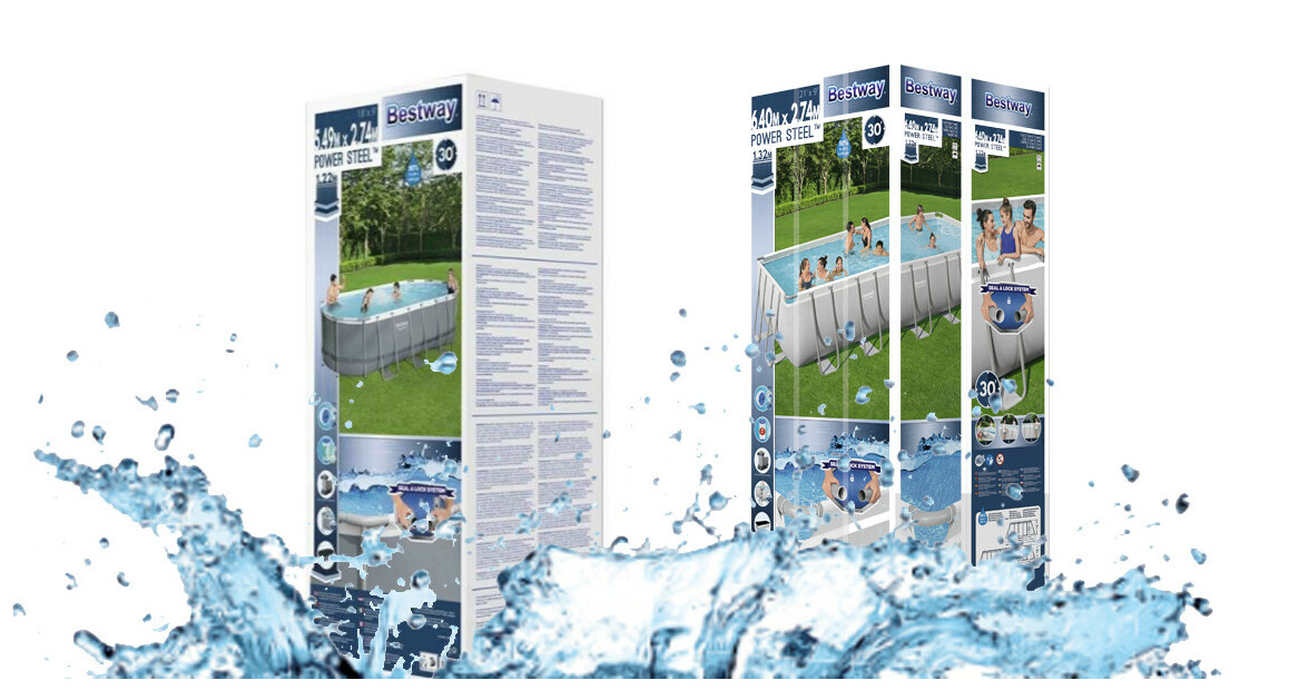 Package de la piscine hors sol gonflable bestway power steel grise