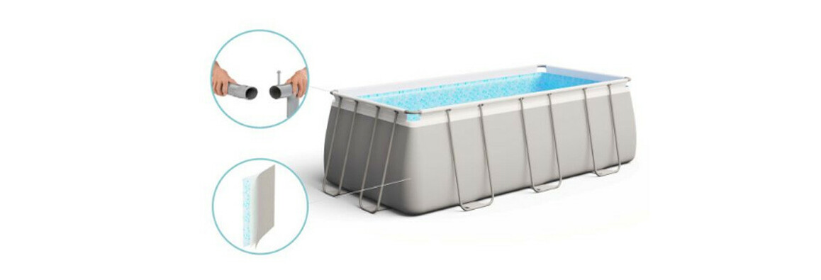 descriptif de la piscine  hors sol Steel Pro Max™ rectangle grise - 4.04 x 2.01 x 1.00 m