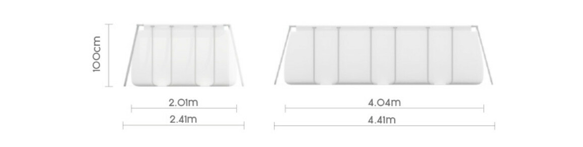 dimensions de la piscine hors sol Steel Pro Max™ rectangle grise - 4.04 x 2.01 x 1.00 m
